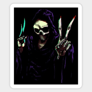 Grim Reaper Peace Hand Sign Sticker